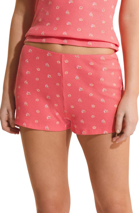 Ondine Floral Waffle Knit Cotton Pajama Shorts