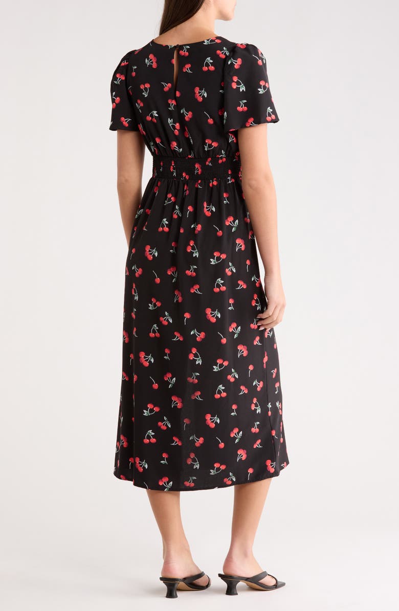 SUGARLIPS Dusk Bloom Floral Midi Dress, Alternate, color, Black-Red