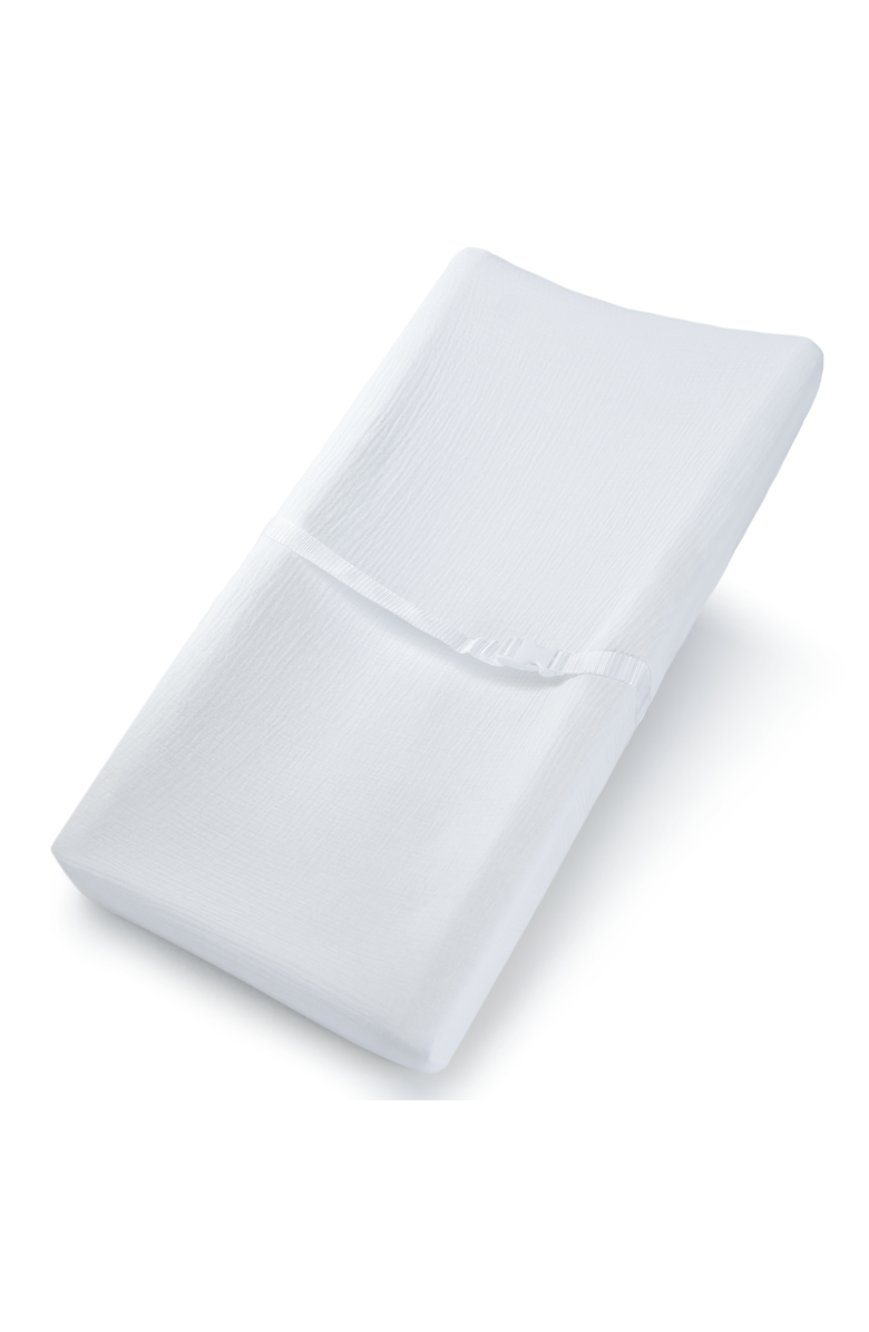 Comfy Cubs Muslin Fitted Changing Pad Cover, Main, color, White