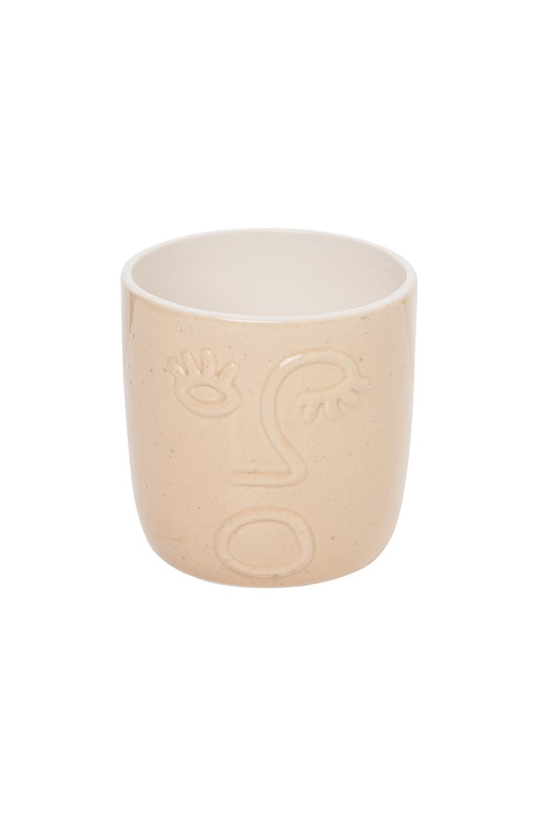 Totalee Gift Neutral Face Planter Ceramic White, Main, color, Beige