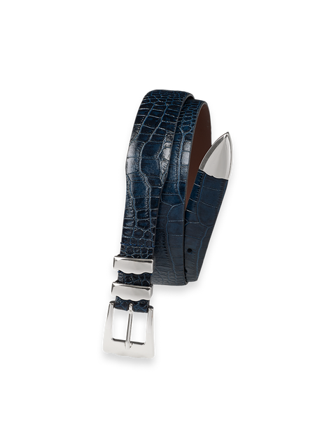 Crocodile Embossed With Metal Keeper & Tip Belt