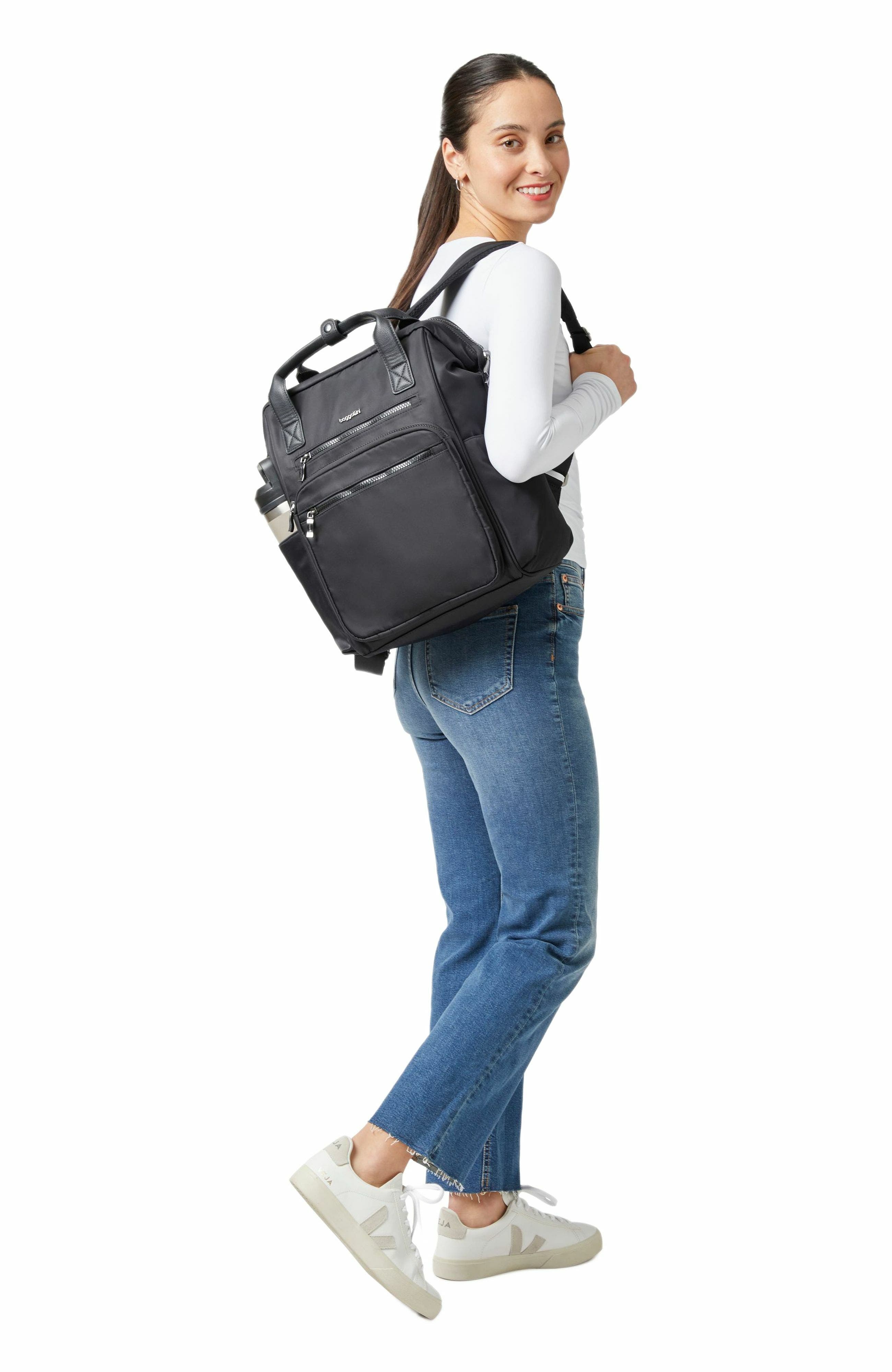 BAGGALLINI Chelsea Laptop Backpack, Alternate, color, Black Twill