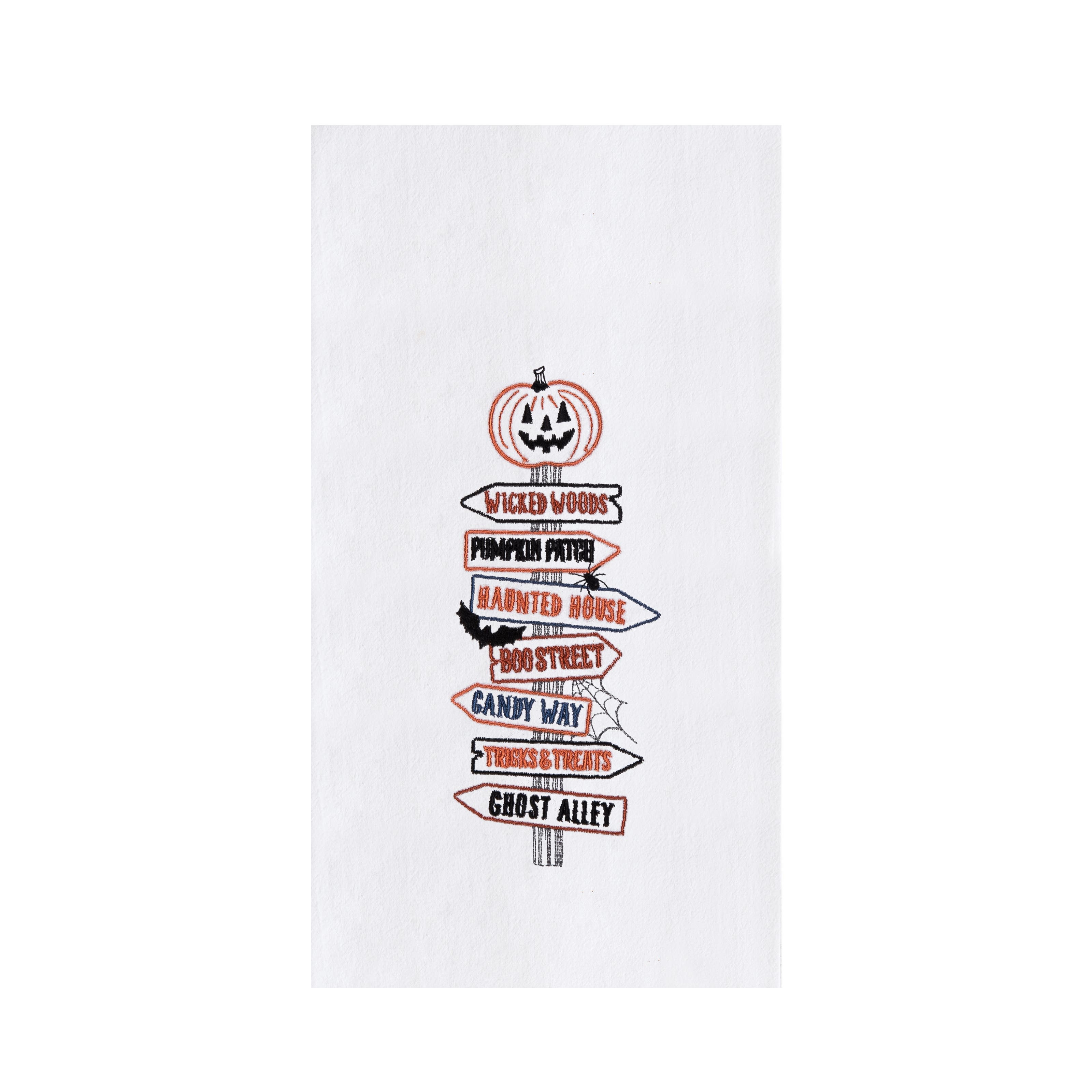 C & F Home C&f Home Pumpkin Direction Signs Embroidered Halloween Towel In White