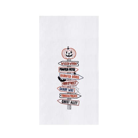Pumpkin Direction Signs Embroidered Halloween Towel
