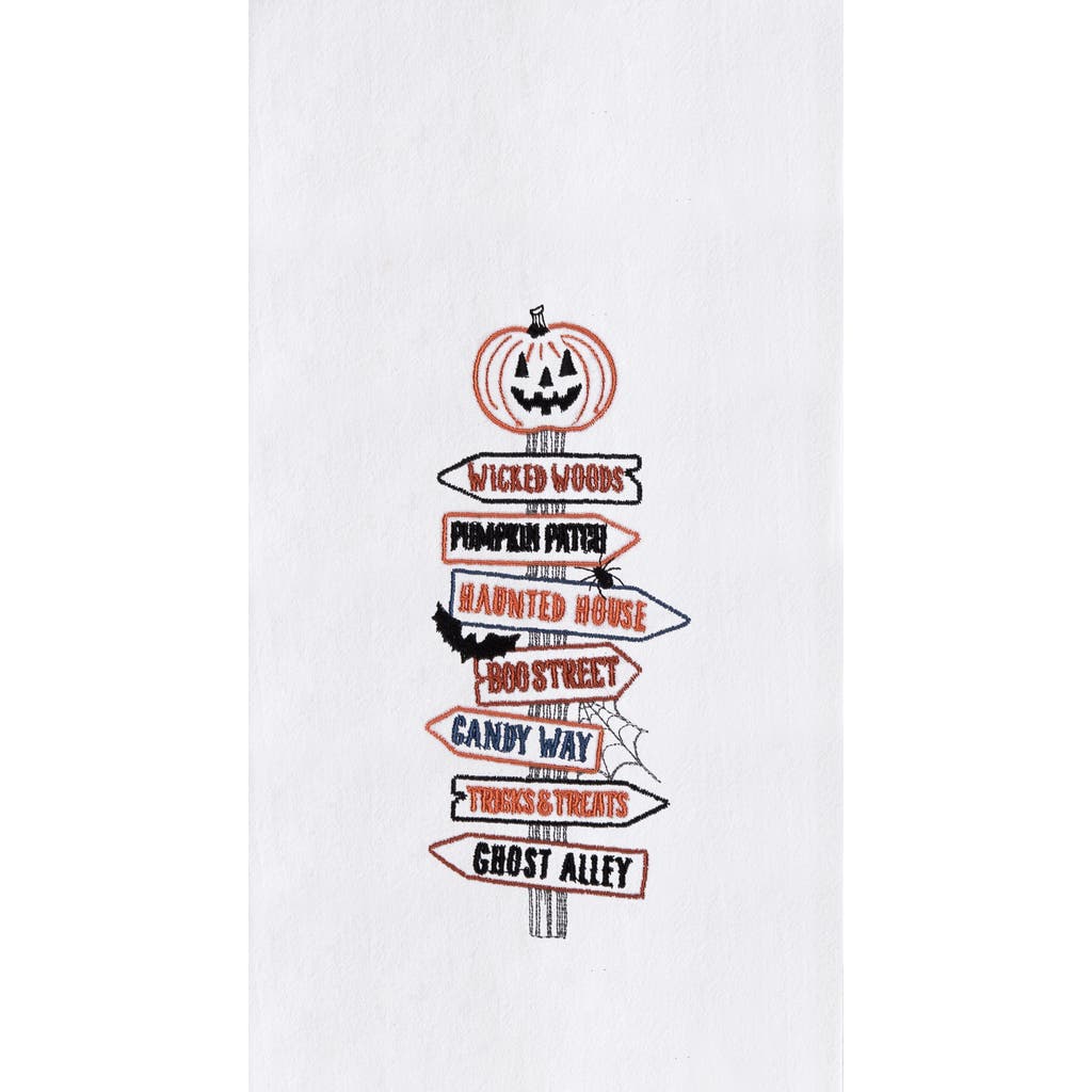 C & F Home C&f Home Pumpkin Direction Signs Embroidered Halloween Towel In White
