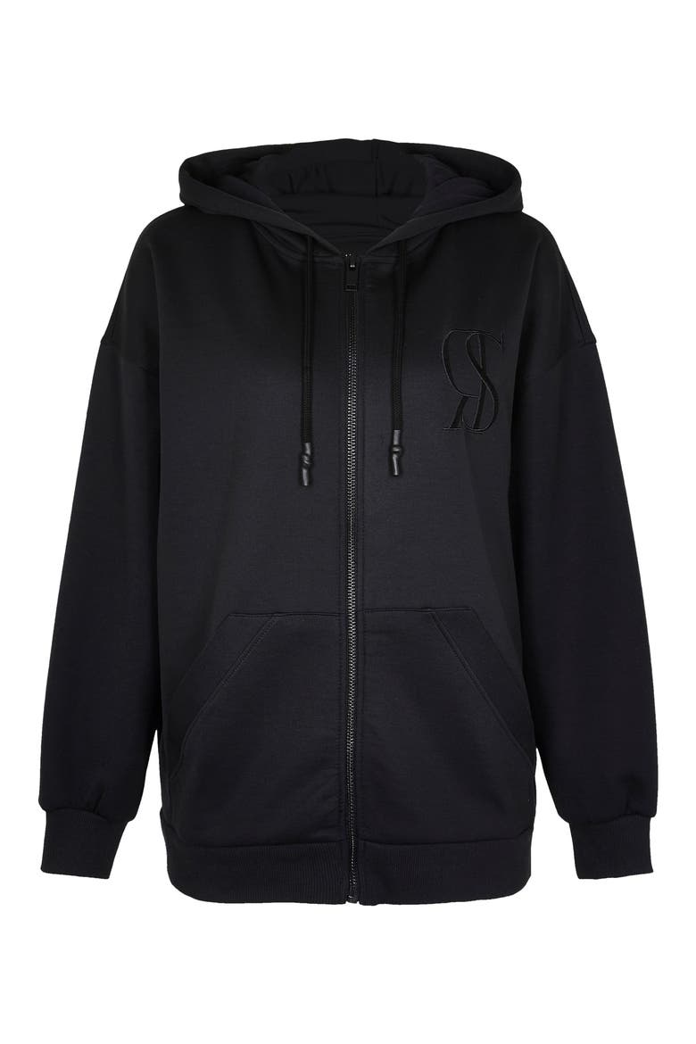 Zip-Up Logo Hoodie, Alternate, color, BLACK