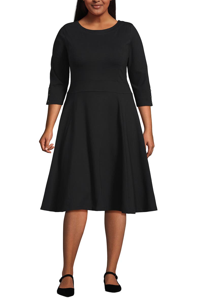 Lands' End Starfish 3/4 Sleeve Dress, Main, color, Black