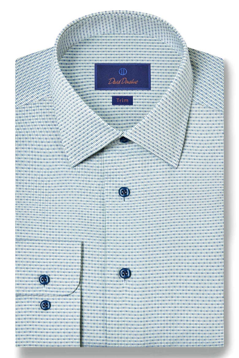 Trim Fit Micro Dobby Cotton Dress Shirt, Main, color, SAGE/ BLUE