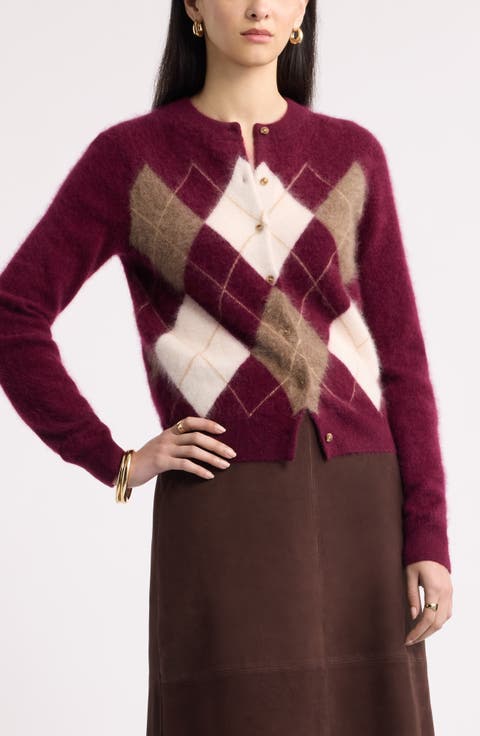 Brushed Cashmere Argyle Cardigan