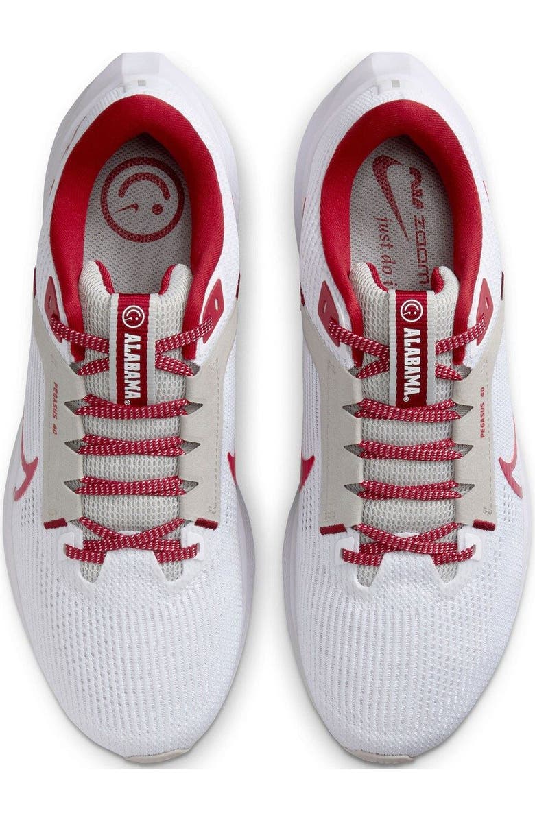 Nike Unisex Nike White Alabama Crimson Tide Zoom Pegasus 40 Running Shoe, Alternate, color, White