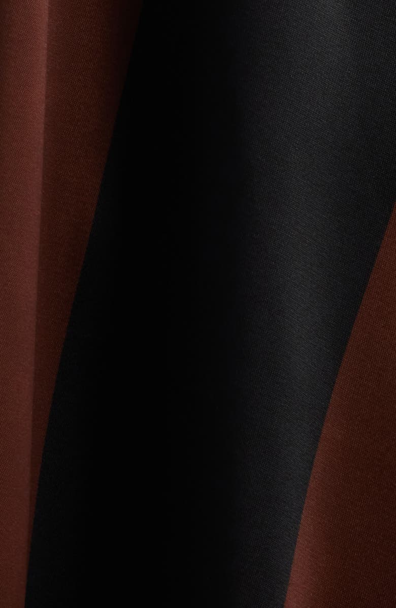 Dressed in Lala Posh Stripe Oversize Satin Button-Up Shirt & Pants Set, Alternate, color, Brown/ Black Stripe