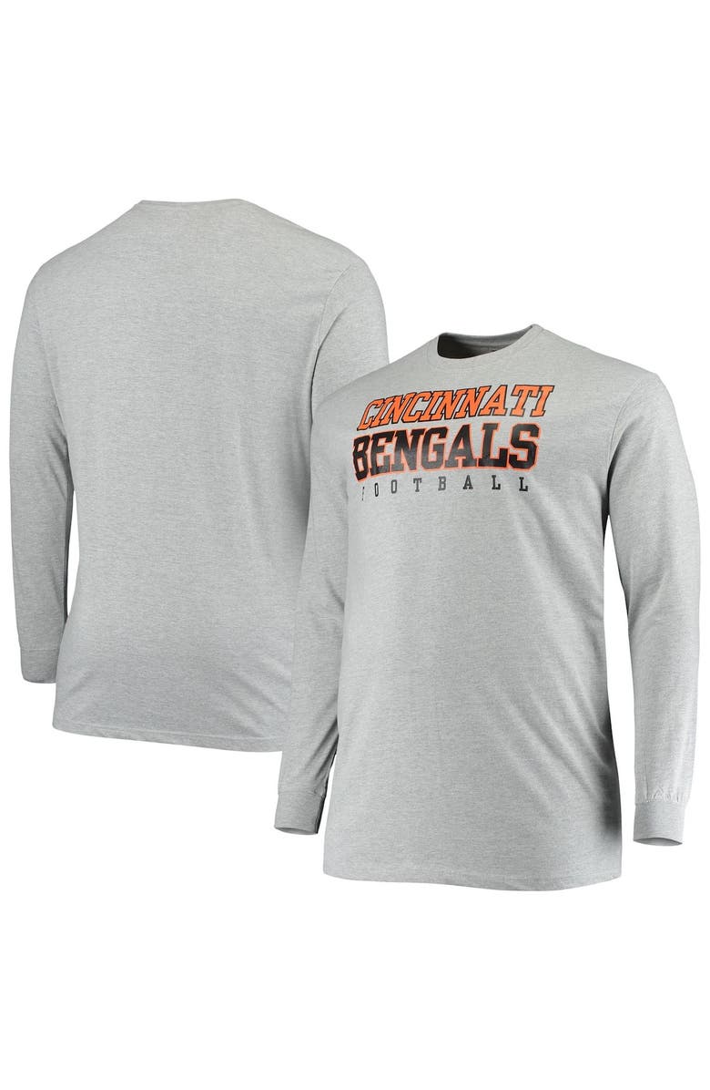 FANATICS Men's Fanatics Branded Heathered Gray Cincinnati Bengals Big & Tall Practice Long Sleeve T-Shirt, Alternate, color, Heather Gray
