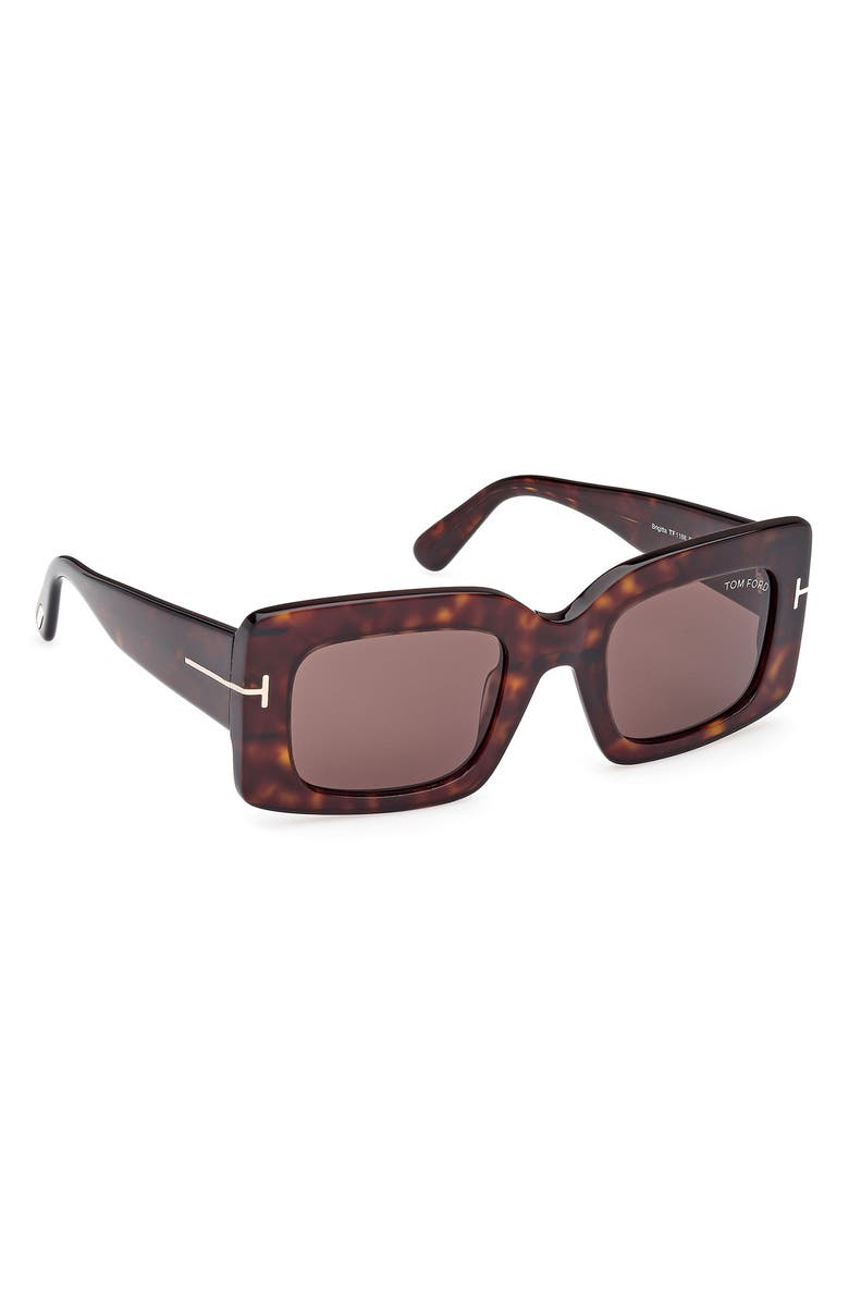 TOM FORD Brigitta 50mm Rectangular Sunglasses, Alternate, color, Dark Havana / Brown