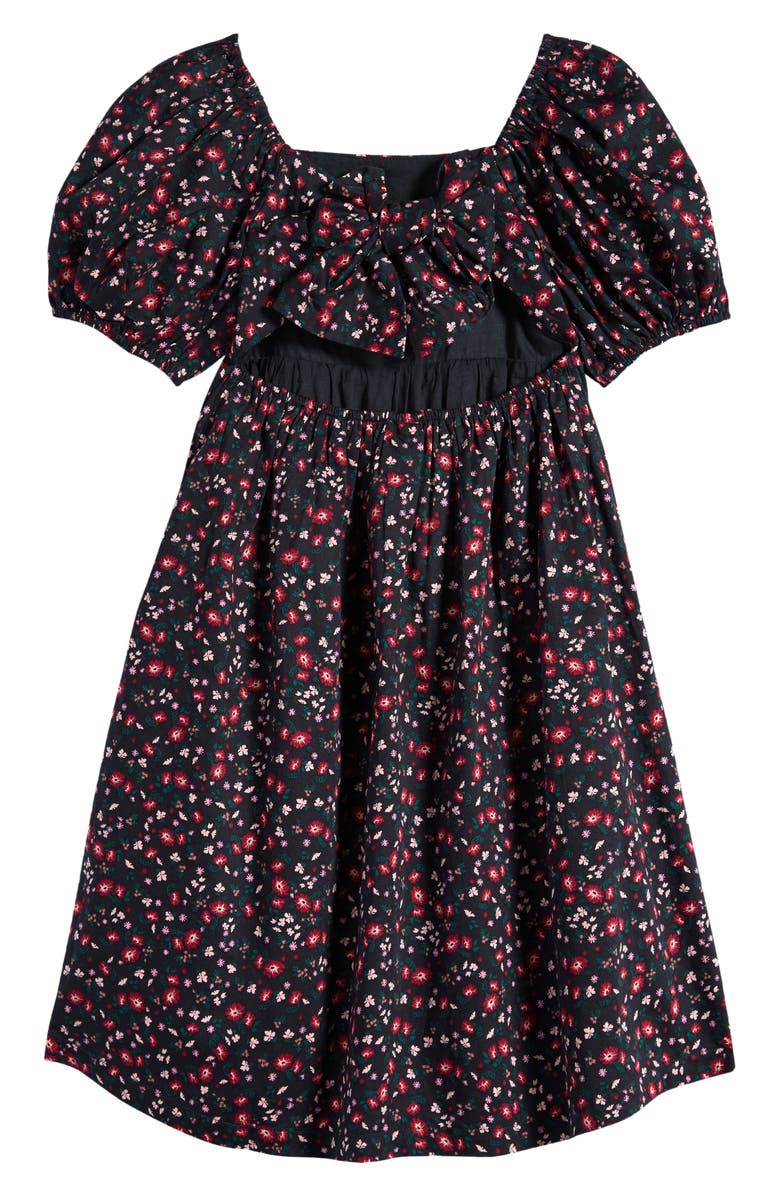 Nordstrom Kids' Puff Sleeve Bow Back Cotton Dress, Alternate, color, 