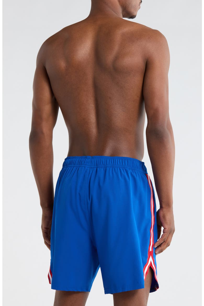 Stripe Tape Trim Swim Trunks, Alternate, color, BLUE