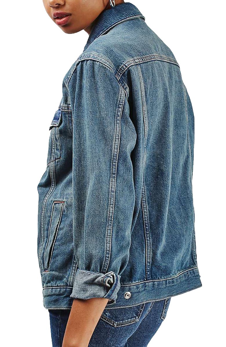 Topshop Moto Western Denim Jacket, Alternate, color, 