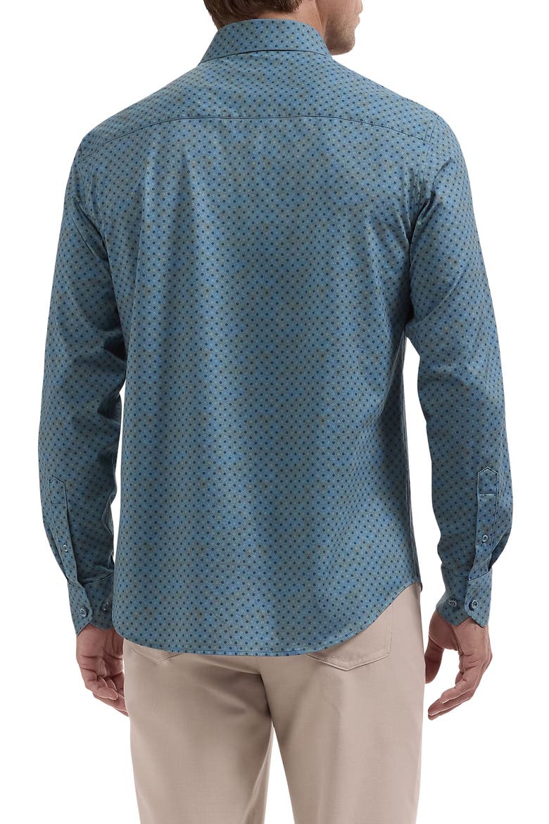 James OoohCotton Print Long Sleeve Performance Button Up Shirt, Alternate, color, PEACOCK