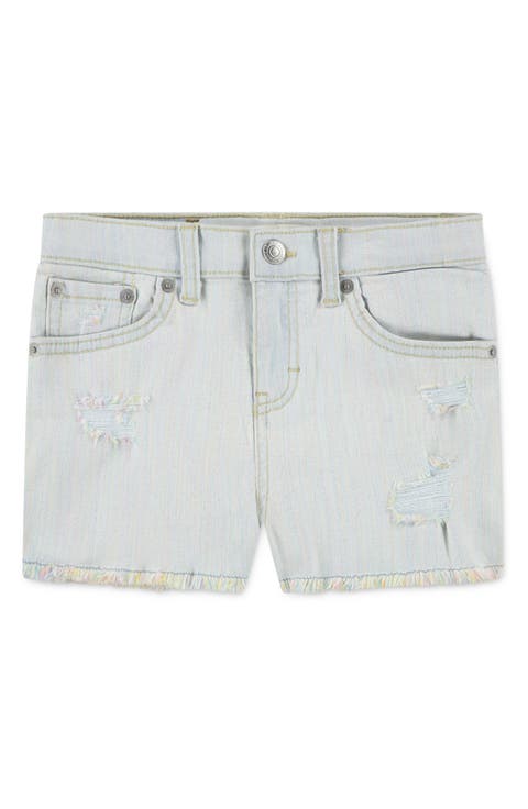Kids' Rainbow Distressed Denim Shorts (Little Kid)