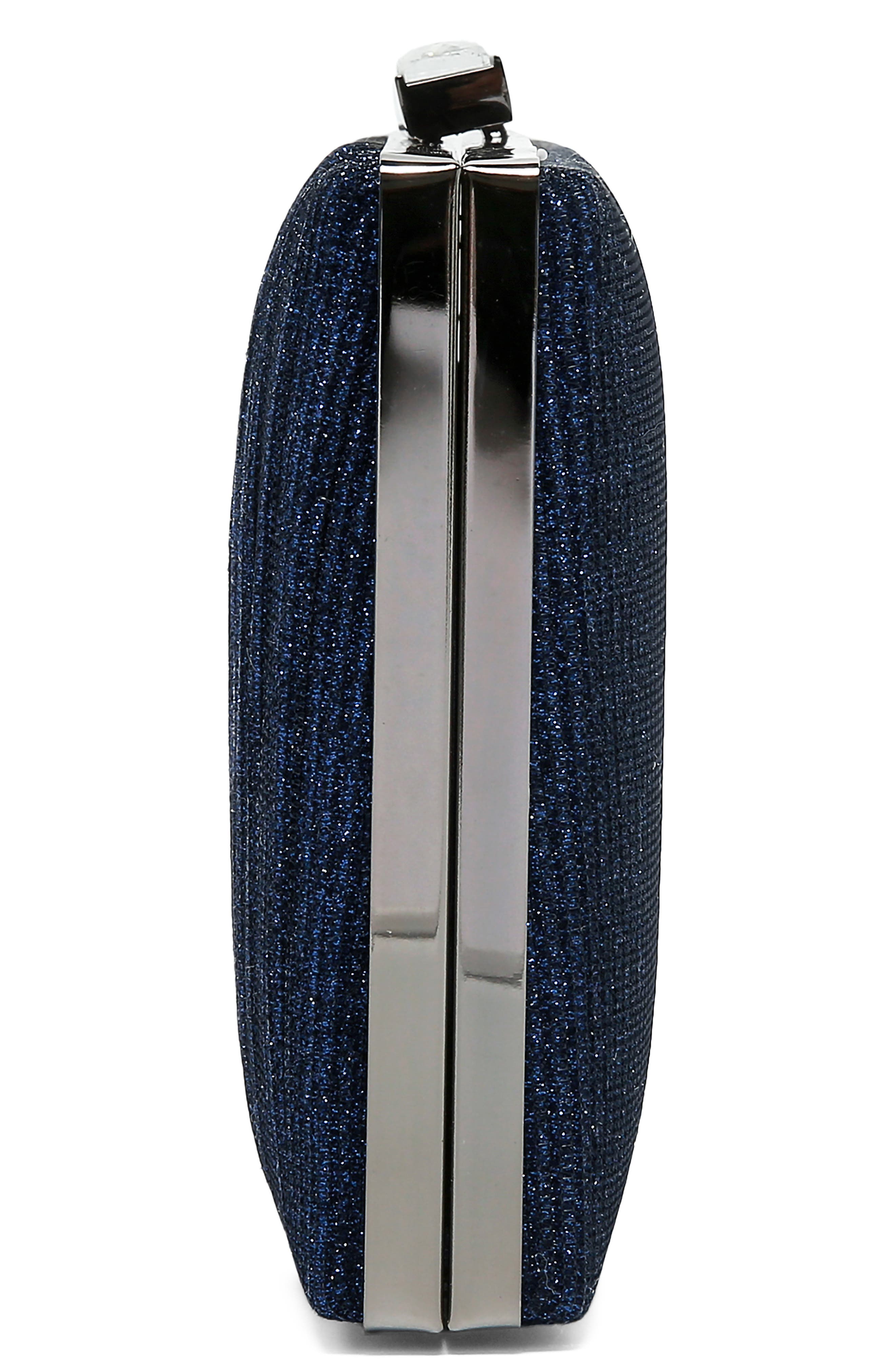 Suzie Glitter Clutch, Alternate, color, NAVY