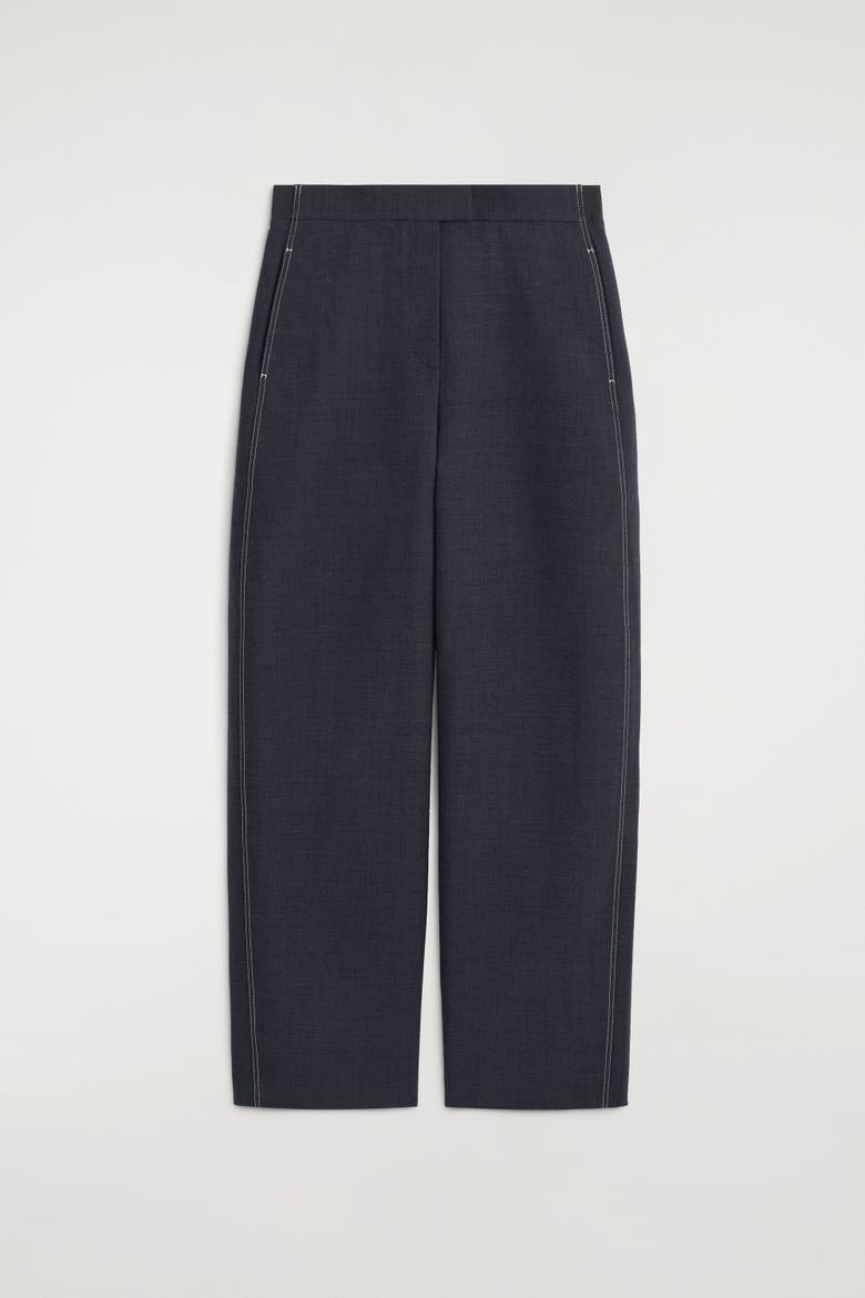 Topstitched Barrel-Leg Pants, Alternate, color, CHARCOAL