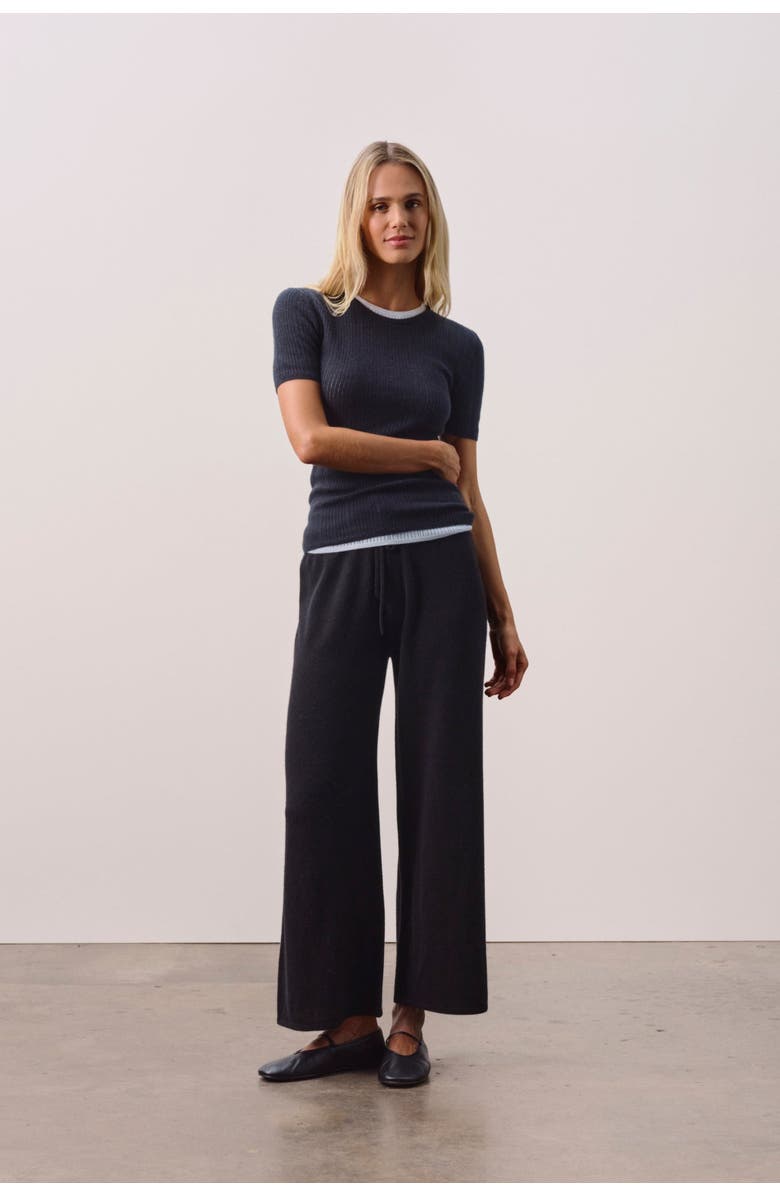 NAKED CASHMERE ETTA TRELLIS CASHMERE TEE, Alternate, color, Black