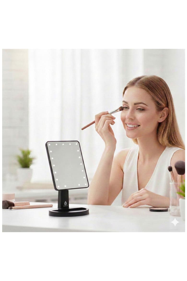 Dimmable LED Lighted Vanity Mirror, Alternate, color, BLACK