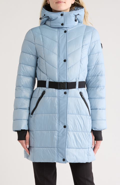 Hooded Belted Long Puffer Jacket