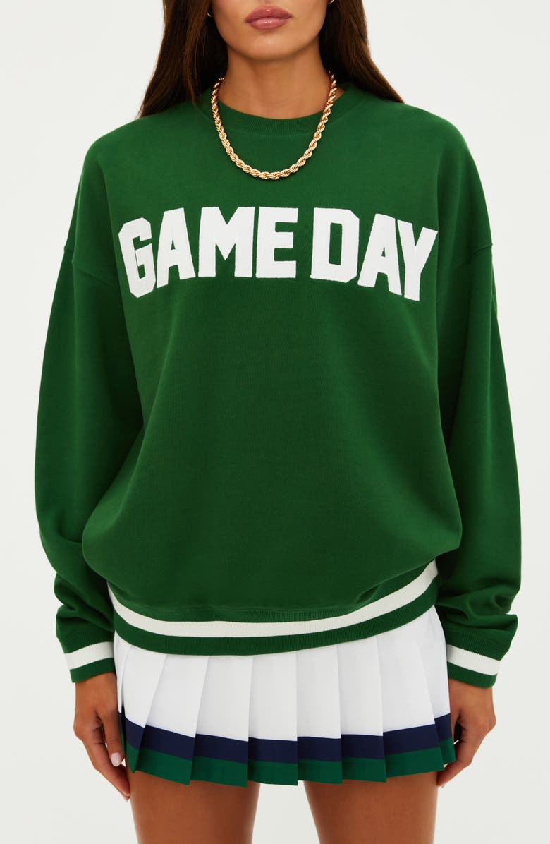 Beach Riot Devyn Gameday Appliqué Sweatshirt, Main, color, Game Day Green