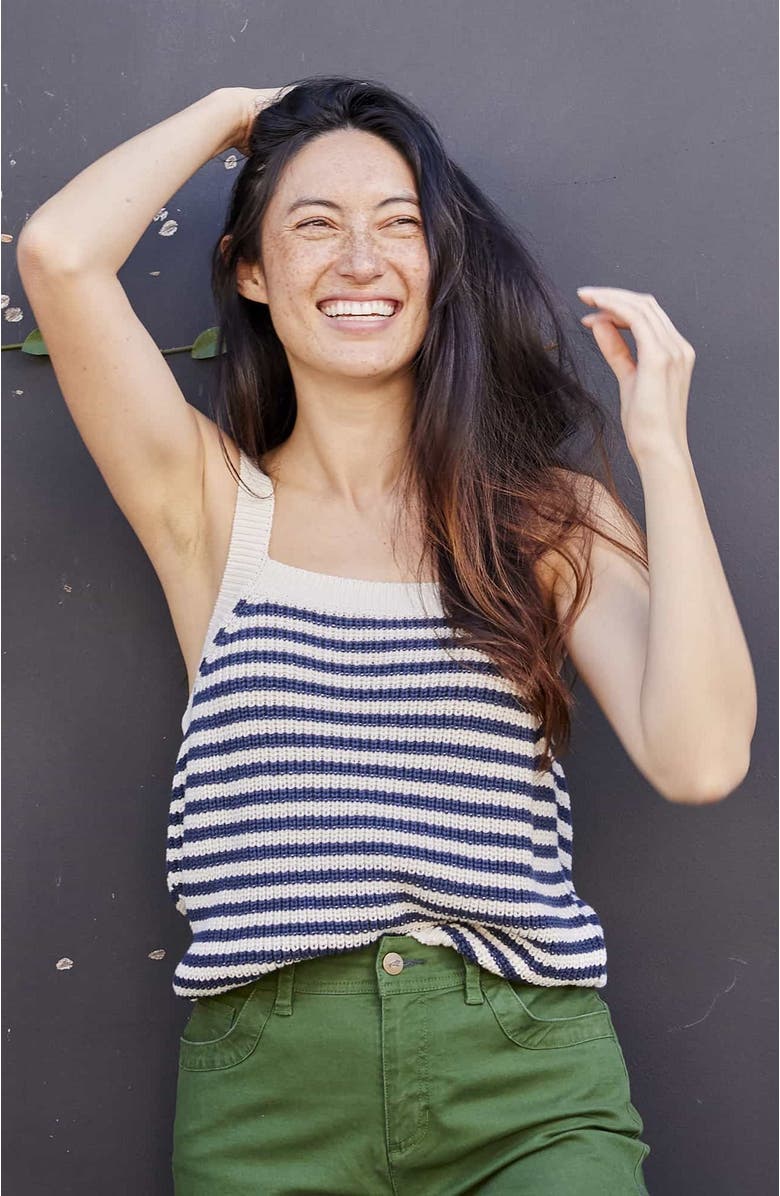 Toad & Co Bianca Tank, Alternate, color, True Navy Stripe