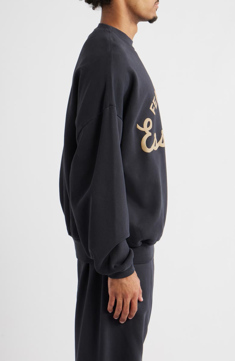 Fear of God Essentials Training '90s Fleece Crewneck Sweatshirt, Alternate, color, Faded Black