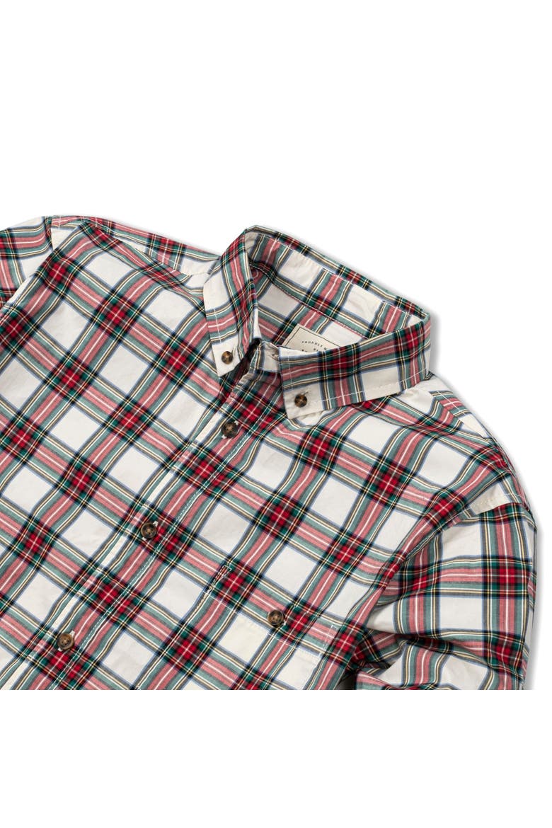 Men's Organic Stretch Poplin Shirt, Alternate, color, Ivory Holiday Tartan