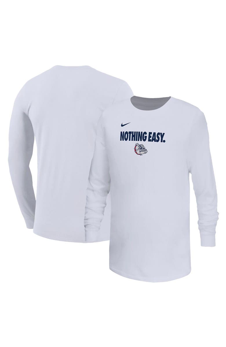 Nike Youth Nike White Gonzaga Bulldogs 2025 On-Court Bench Long Sleeve T-Shirt, Main, color, 