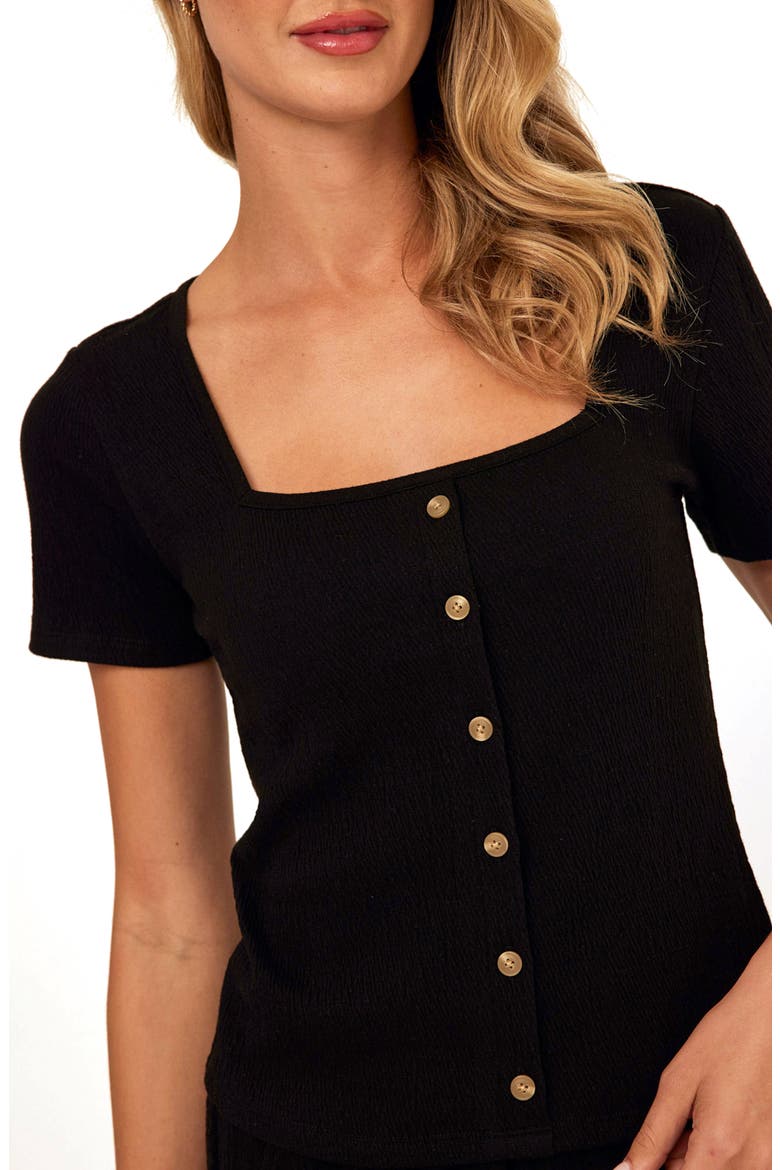 Jamila Smocked Square Neck Top, Alternate, color, BLACK
