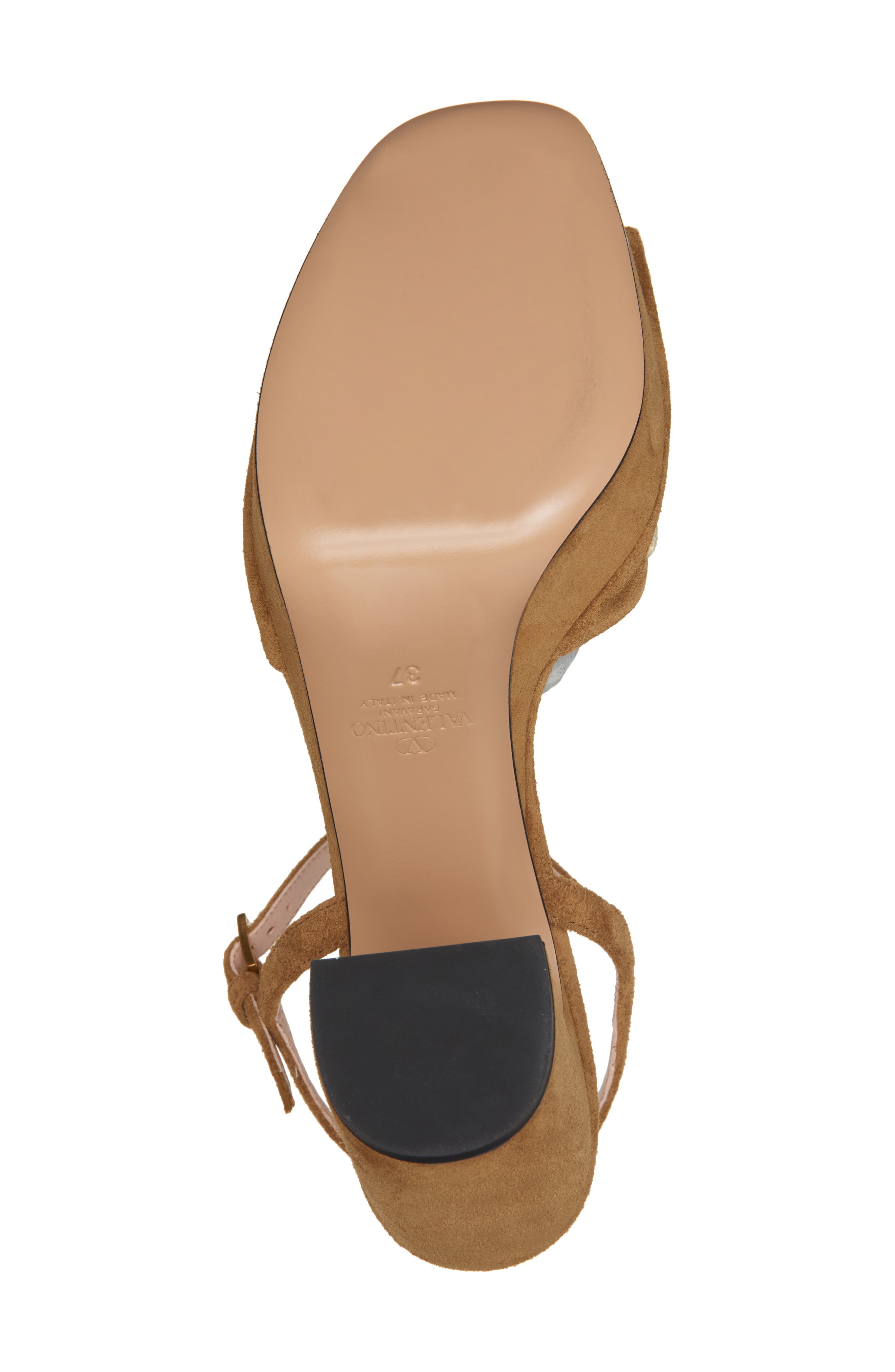 Valentino Garavani VLOGO Sunflower Embroidered Platform Sandal, Alternate, color, Havana Beige