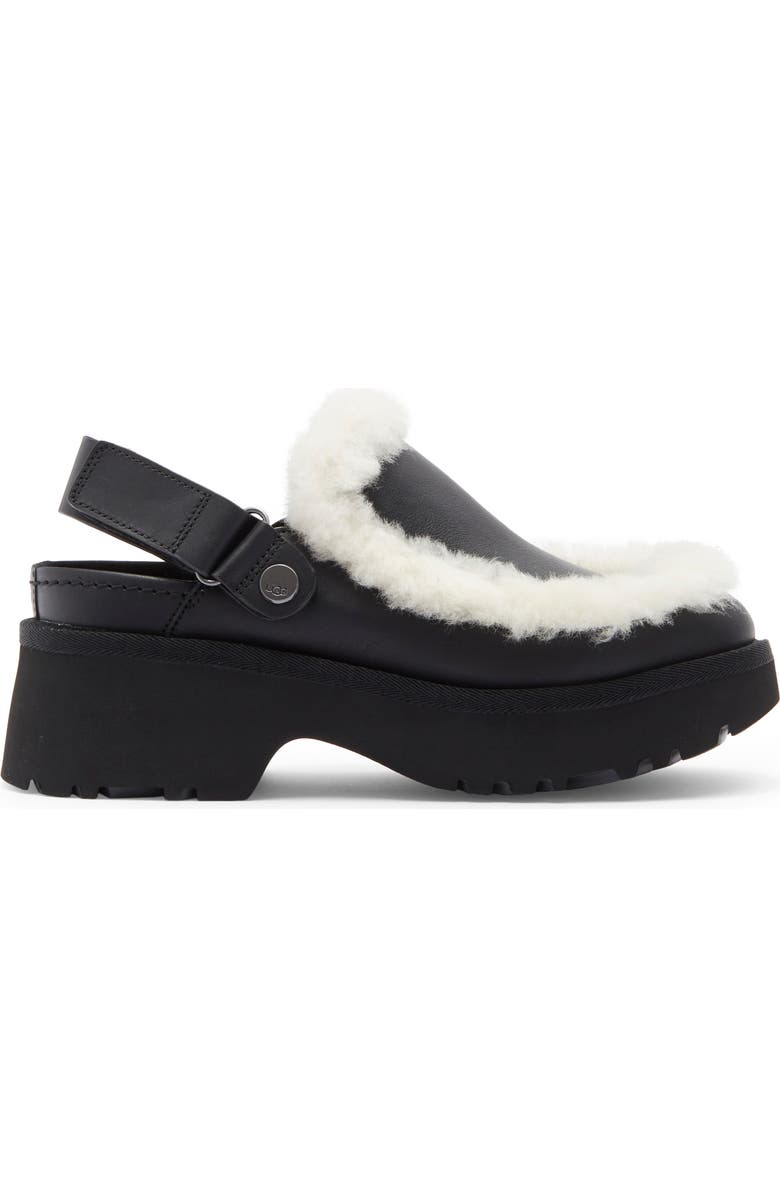 UGG<sup>®</sup> Esmee Genuine Shearling Trim Clog, Alternate, color, Black
