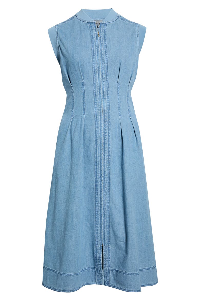Pintuck Denim Midi Dress, Alternate, color, LIGHT BLUE