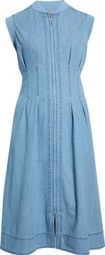 Wit & Wisdom Pintuck Denim Midi Dress