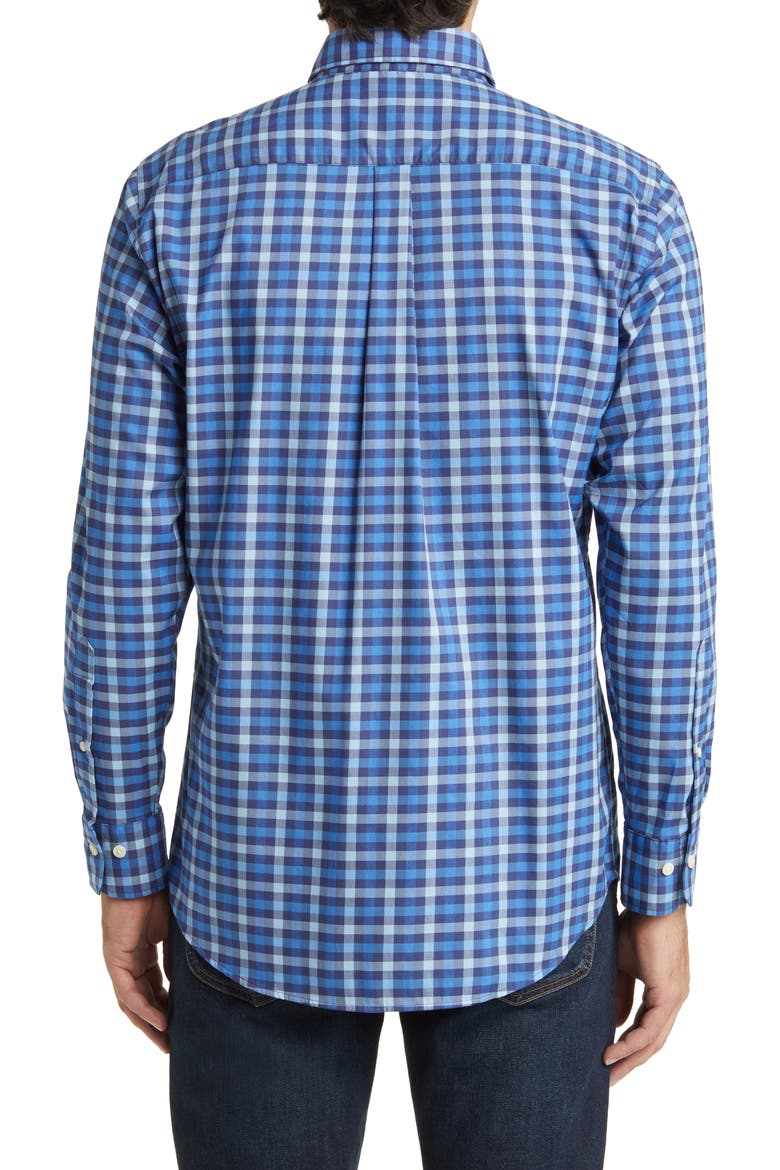 Becket Classic Fit Check Stretch Button-Down Shirt, Alternate, color, NAVY