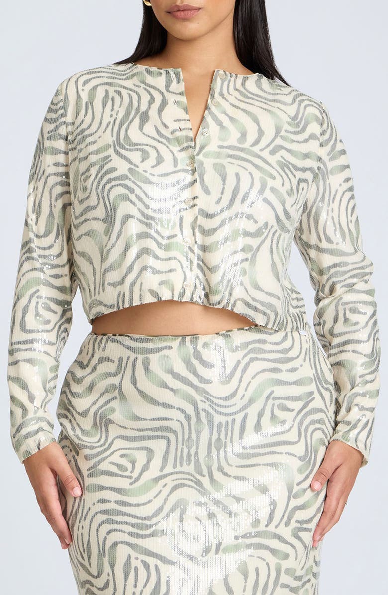 ELOQUII Sequin Crop Cardigan, Main, color, 