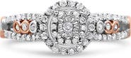Haus of Brilliance 14K Rose Gold Plated Silver 1/2 Cttw Diamond Double Frame Cross-Over Engagement Ring