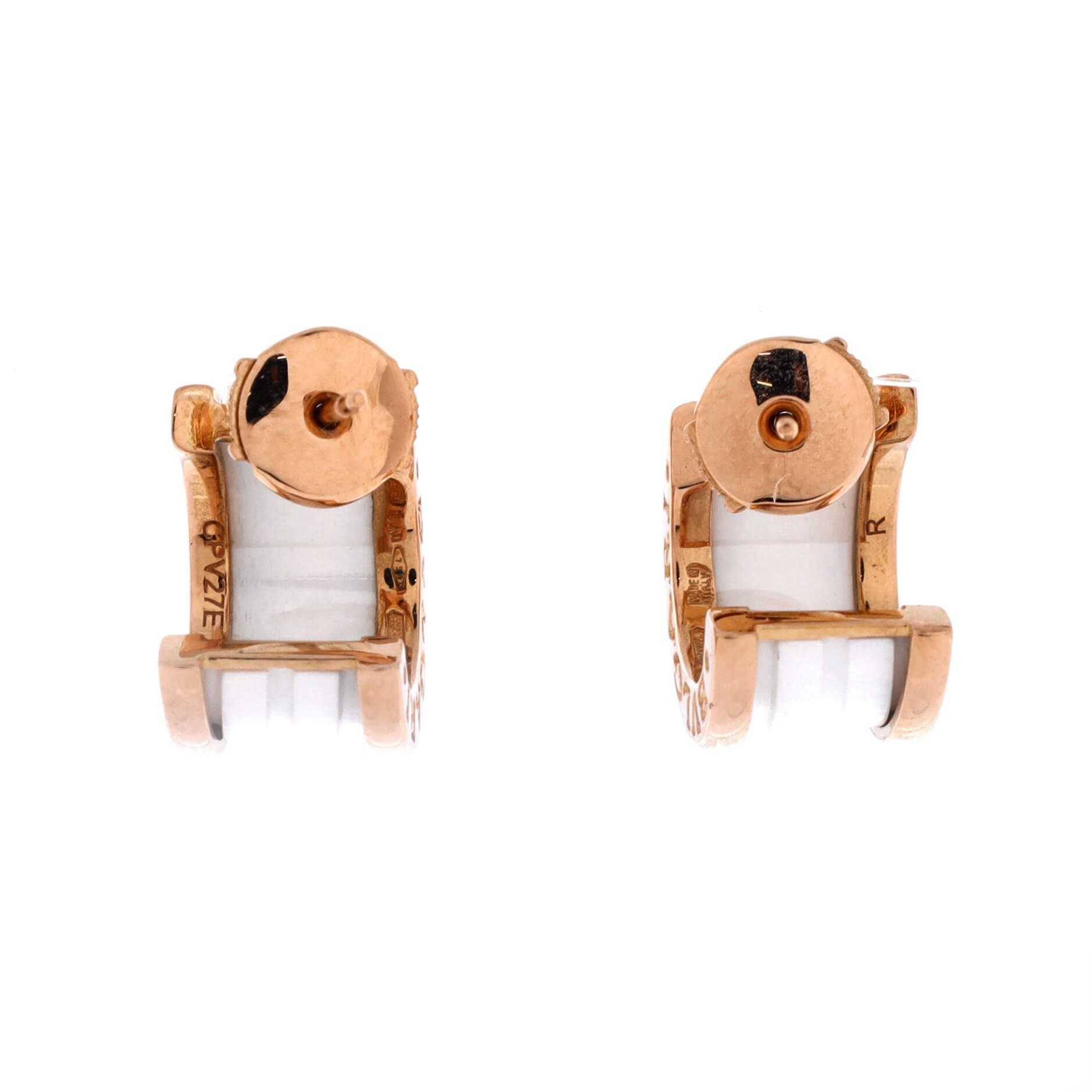 B.Zero1 Hoop Earrings 18K Rose Gold and Ceramic, Alternate, color, Metallic Gold