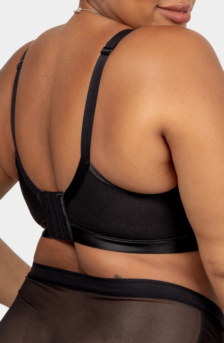 Curvy Couture Lace Trim Wireless Bra, Alternate, color, Black On Black