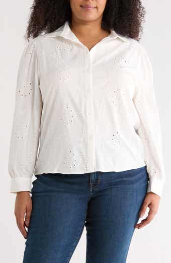 Eyelet Button-Up Shirt
