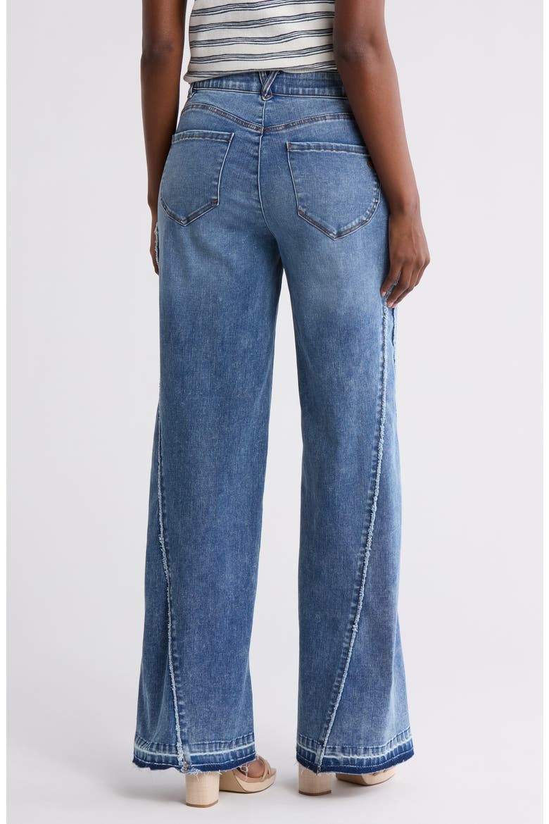 Wide Leg Paneled Raw Hem Jeans, Alternate, color, BL-BLUE