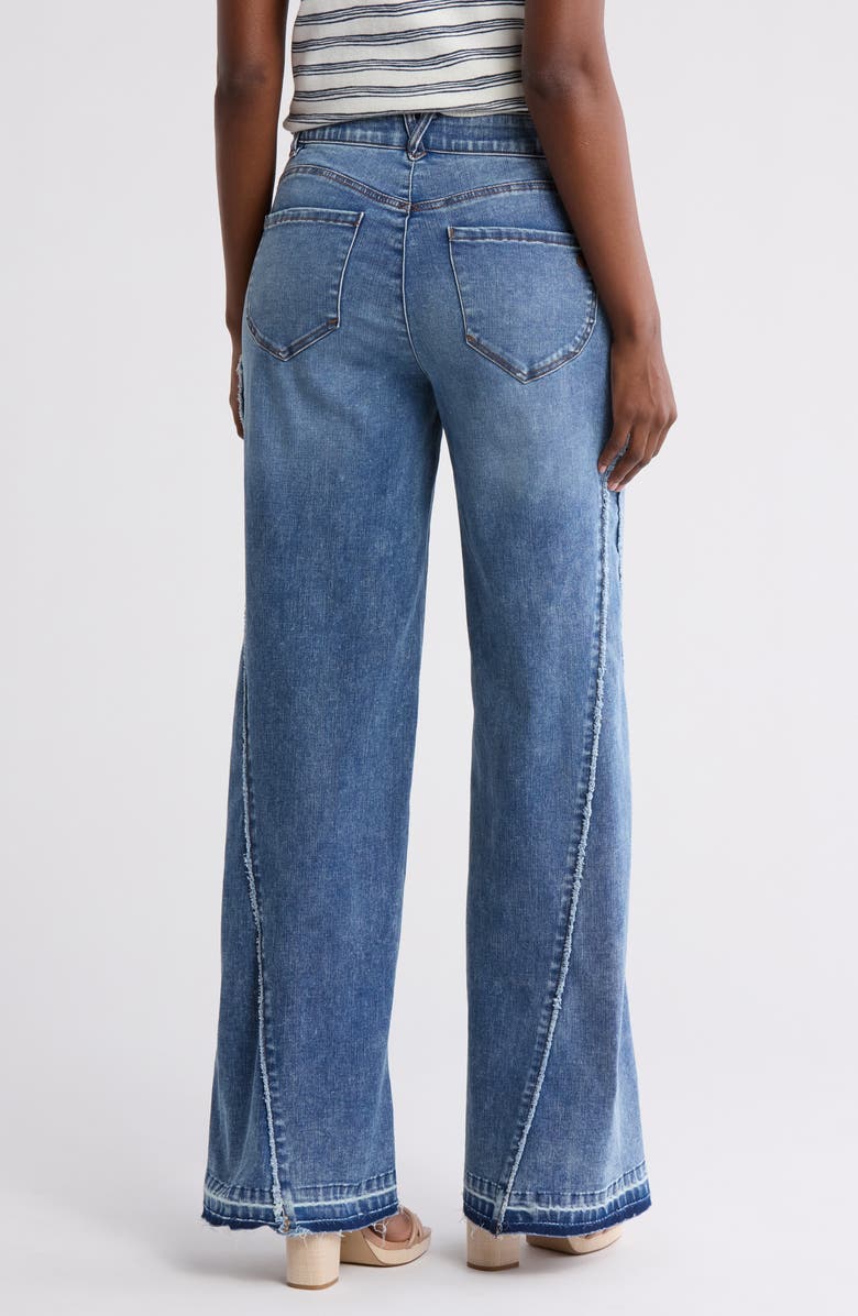 Democracy Wide Leg Paneled Raw Hem Jeans, Alternate, color, Bl-Blue