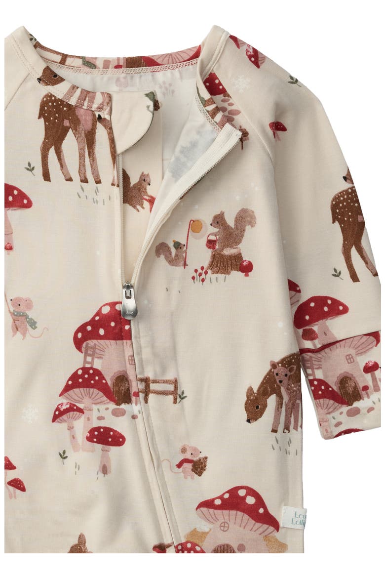 Forest Print Fitted One-Piece Zip Pajamas, Alternate, color, FOREST FAMILIES