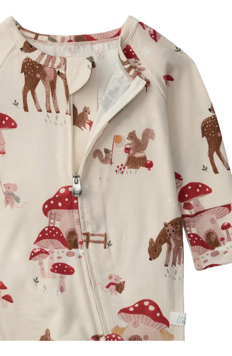 Loulou Lollipop Forest Print Fitted One-Piece Zip Pajamas, Alternate, color, Forest Families