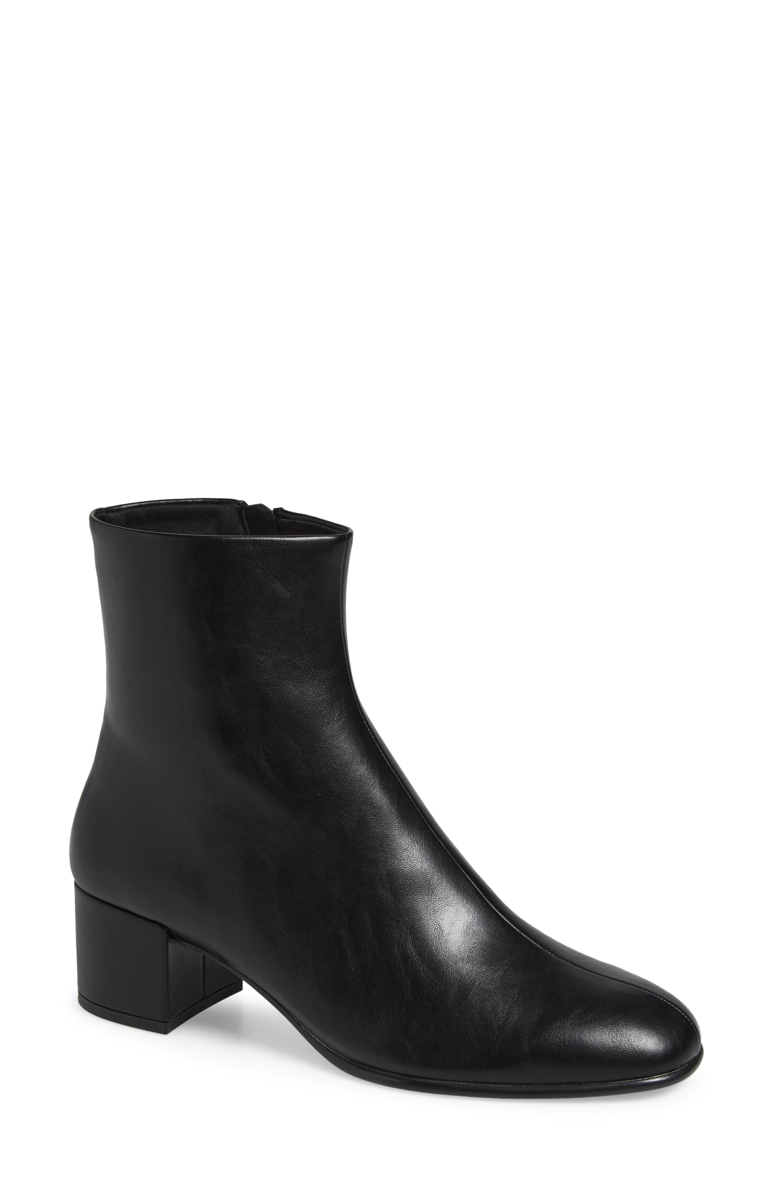 Sesan Faux Leather Ankle Bootie, Main, color, BLACK