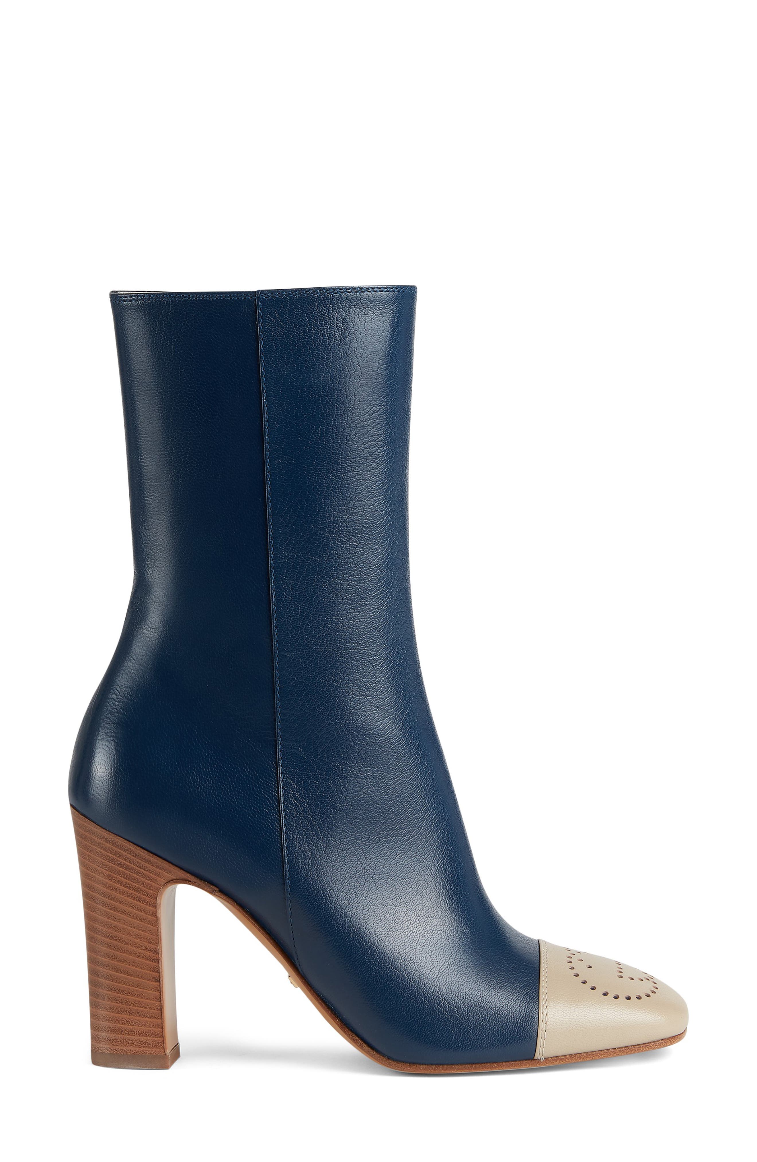 Gucci Hills Logo Bootie, Alternate, color, Oatmeal/ Blue Agata