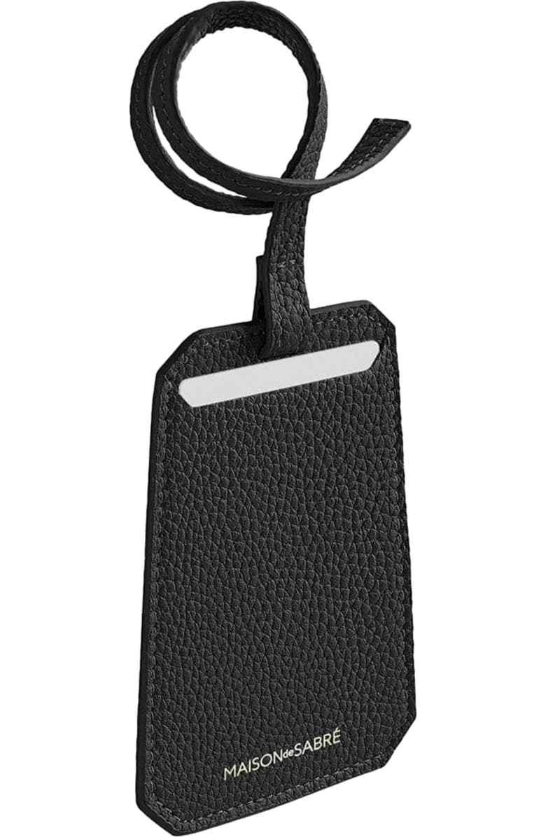 MAISON de SABRÉ Leather Luggage Tag, Alternate, color, Black Caviar